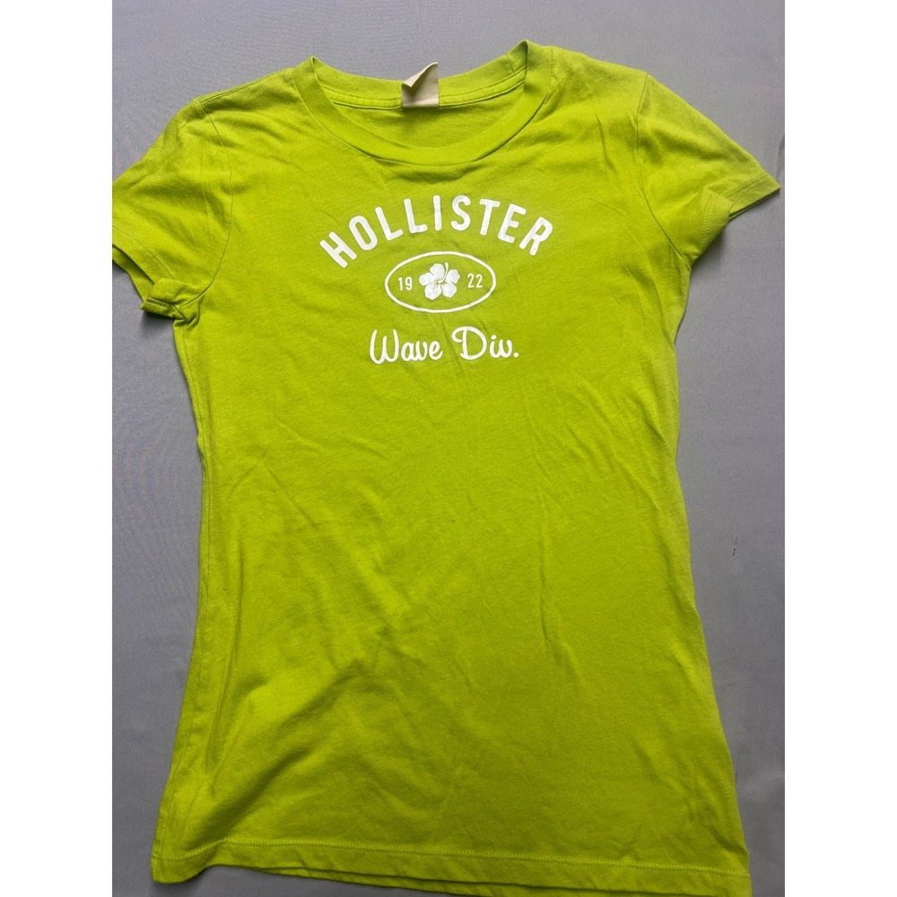 Hollister Wave Div Graphic Tee Lime Green Short Sleeve T-Shirt Kids Medium